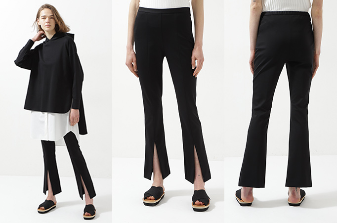 ELLE SHOP】完売のハイストレッチフロントスリットパンツのブラックが 