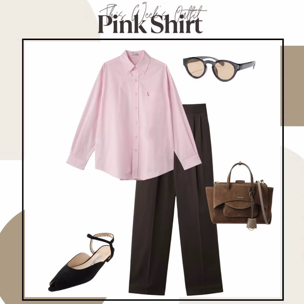 「ピンクシャツ」から春を呼び込む、気品を備えたエレガントスタイル【今週のコーデ】