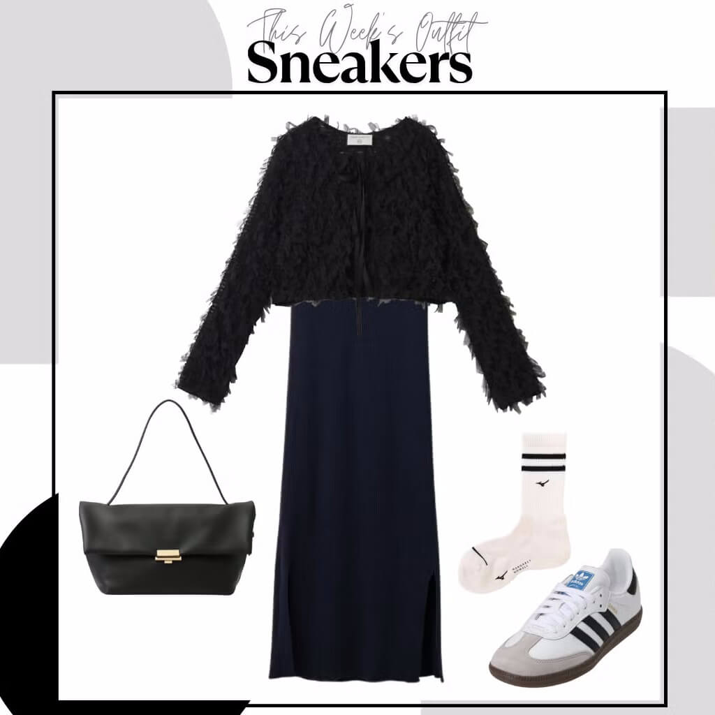 「スニーカー×黒ワンピース」で作る大人のカジュアルスタイル【今週のコーデ】