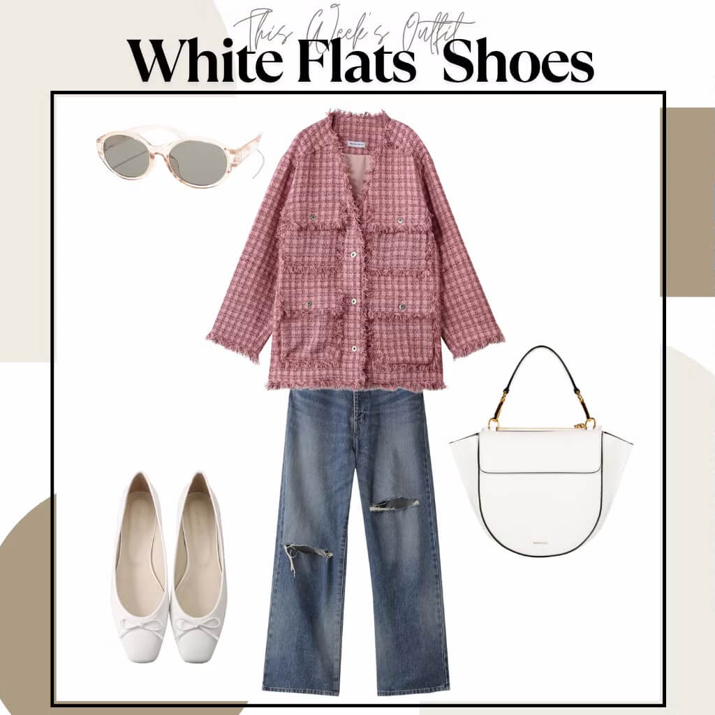 万能「白フラットシューズ」で春の足元を軽やかに飾って【今週のコーデ】