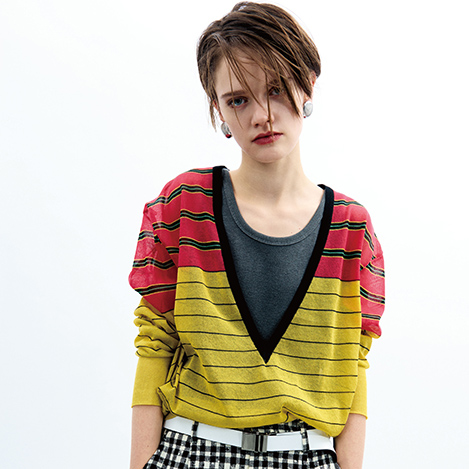 AUBRIOT - 【Sheer knit】軽やかに映えるシアーニットトップス