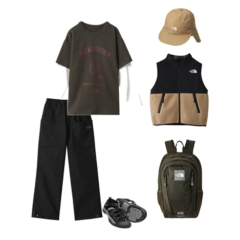 「ザ・ノース・フェイス」公園やキャンプ、アウトドアスタイルにおすすめのキッズコーデ