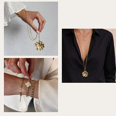 手もとと胸元に静かな輝き「ネックレス＆ブレスレットのレイヤードスタイル」