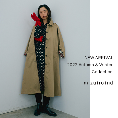 mizuiro ind(ミズイロインド)｜チェックウールブレンドステンカラーコート/ベージュ の通販｜ELLESHOP・(エル・ショップ)