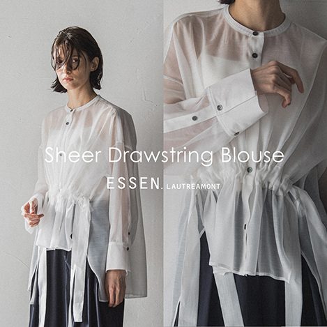 Sheer Drawstring Blouse
