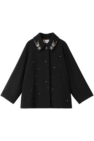 MUVEIL(ミュベール)｜星刺しゅうコート/ブラック の通販｜ELLESHOP 