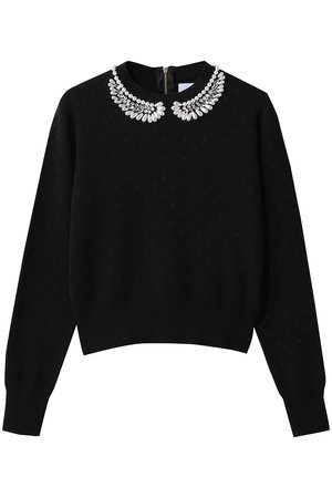 MUVEIL(ミュベール)｜パール襟刺しゅうプルオーバー/ブラック の通販