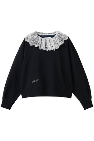 MUVEIL(ミュベール)｜レース襟付きスウェットプルオーバー/ネイビー の