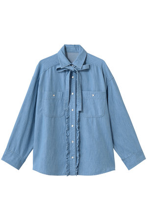 MUVEIL(ミュベール)｜デニムブラウス/ライトブルー の通販｜ELLESHOP