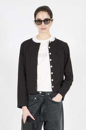 MUVEIL ネイビーカーディガン　背面シロクマ MUVEIL(ミュベール)｜ハートボタン天竺カーディガン/【ELLE SHOP 限定