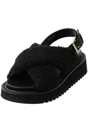 SACRA(サクラ)｜プードルファーサンダル/ブラック の通販｜ELLESHOP
