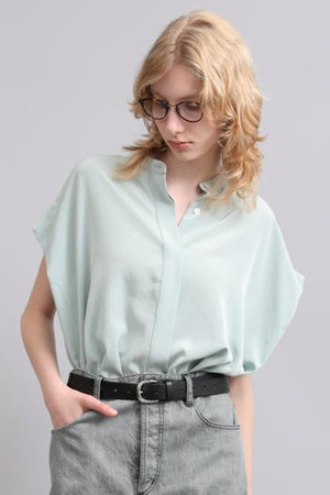 SACRA(サクラ)｜トリアセマイクロクレープブラウス/ミント の通販