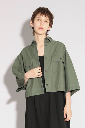 SACRA(サクラ)｜コットンホースクロスショートシャツ/カーキ の通販