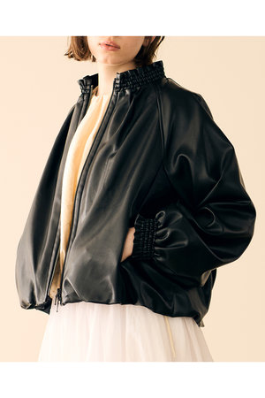 【美品/完売】マリリンムーン　ティアードフリルヘムブルゾン　ダブルジップ　黒 MARILYN MOON(マリリンムーン)｜ソフトフェイクレザーブルゾン