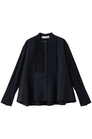 MARILYN MOON(マリリンムーン)｜タックフリルフレアシャツ/ネイビー の