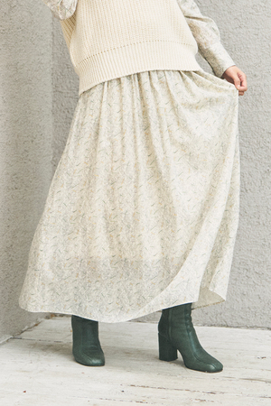 【美品】プリスティン（PRISTINE）リーフプリントギャザースカート item324012010501-1-2.jpg