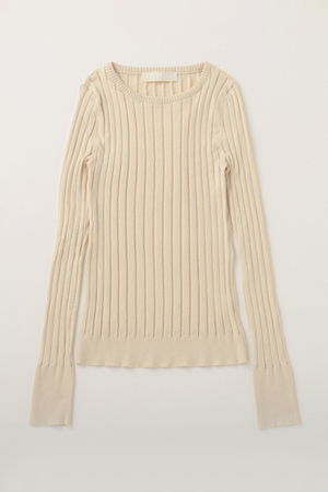 PRISTINE(プリスティン)｜カシミヤ混ワイドリブクル－PO/ナチュラル