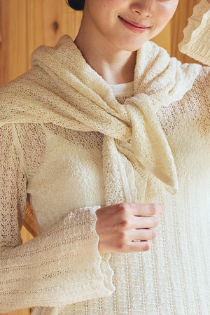 PRISTINE(プリスティン)｜アルパカレーシーニットスカーフ/ナチュラル