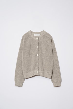 PRISTINE(プリスティン)｜コットンリネンヤク片畦ニットカーデ/グレー