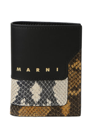 MARNI 二つ折り財布 ブラック ホワイト MARNI(マルニ)｜TRUNK パイソン型押しコンビ二つ折り財布