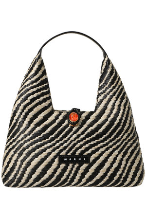 MARNI マルニ ロープハンドルラフィアハンドバッグ MARNI(マルニ)｜ラフィアエフェクトミニハンドバッグ/ブラック の通販