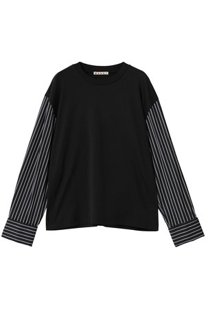 MARNI(マルニ)｜チェックシャツスリーブカットソー/ブラック の通販