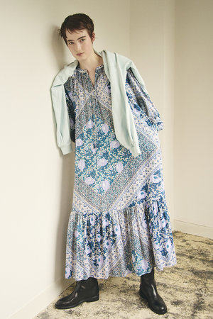 ne Quittez pas(ヌキテパ)｜Cotton Lurex フローラルスカーフ プリント