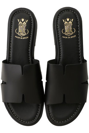 ⭐︎美品⭐︎HIMIKO ブラック フラットサンダル ダブルバックル Esmeralda(エスメラルダ)｜カットデザインフラットサンダル/ブラック