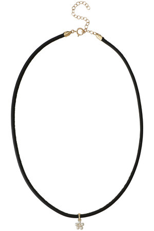 MIZUKI(ミズキ)｜X3X18 パールフラワー&レザーコードチョーカー