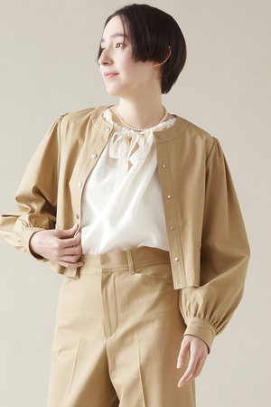 週末限定で値下げ【新品】martinique ノーカラージャケット ベージュ ノーカラージャケット（セットアップ可）｜martinique（マルティニーク