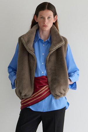 マルティニーク購入麻100 DOMELLE ロングベスト ジレ 10万程