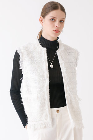 DESIGNWORKS(デザインワークス)｜ニットツイードジレ/オフホワイト の