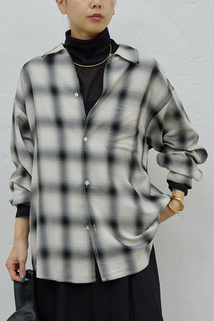 GALLARDAGALANTE(ガリャルダガランテ)｜オンブレチェックシャツ/グレー