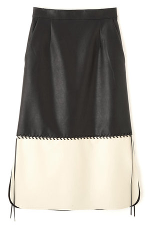 ADORE(アドーア)｜◇レースアップフェイクレザースカート/ブラック の