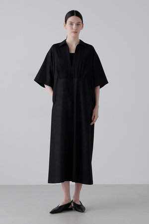 【美品】アドーア定価57200円 雑誌掲載 デニムプリーツワンピース 38 ADORE(アドーア)｜◇ハイブリッドデニムワンピース/ブラック の通販