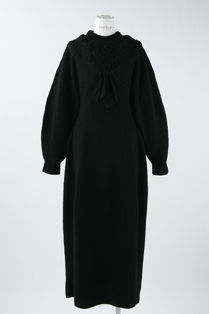 ENFOLD  High Neck Dress  ワンピースカラー…ブラック