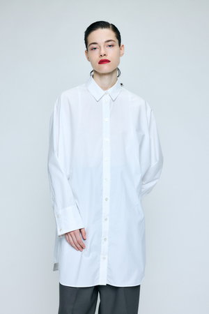 ENFOLD(エンフォルド)｜SHAPE LONG-SHIRT/ホワイト の通販｜ELLESHOP