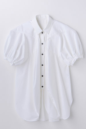 ENFOLD / エンフォルド | タイプライター クリームパフスリーブ トップ ブラウス | 38 | ホワイト | レディース ENFOLD(エンフォルド)｜PUFF SHIRT/ホワイト の通販｜ELLESHOP・(エル