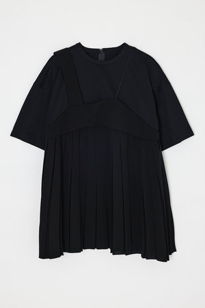 ENFOLD(エンフォルド)｜LAYERED PLEATS PULLOVER/ブラック の通販