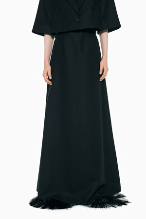 ENFOLD(エンフォルド)｜FLARE LONG-SKIRT/ブラック の通販｜ELLESHOP