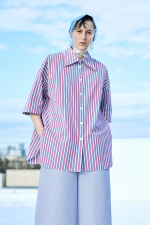 ENFOLD(エンフォルド)｜Stripe BOX SH/シャツ/レッド の通販｜ELLESHOP