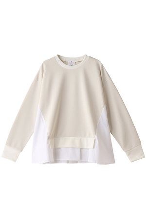 定価17,600円新品タグ付ランバンオンブループルオーバートレーナーショート丈 LANVIN en Bleu(ランバン オン ブルー)｜コンビスウェットプルオーバー