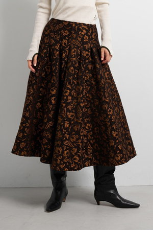 LANVIN en Bleu(ランバン オン ブルー)｜ジャガードスカート/ブラウン