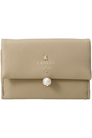 LANVIN en Bleu 三つ折り財布 シャペル ピンク ランバンオンブルー 三つ折り財布 パール ウォレット ブランド