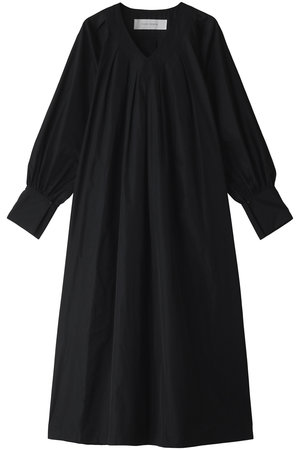 PLAIN PEOPLE(プレインピープル)｜Vネックタックドレス/ブラック の