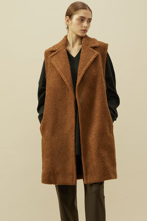 PLAIN PEOPLE(プレインピープル)｜シープボアベスト/キャメル の通販