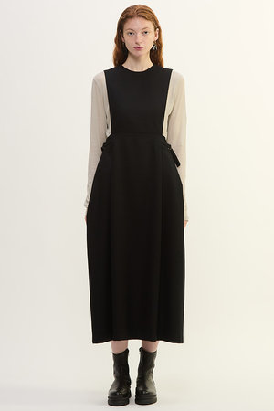 PLAIN PEOPLE ウールロングワンピース とレギンスのセット PLAIN PEOPLE(プレインピープル)｜ウールボタニーワンピース/ブラック