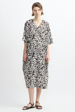 PLAIN PEOPLE プレインピープル　マナードツイルレース切替チュニック PLAIN PEOPLE(プレインピープル)｜ボイルクルーネックドレス/トープ の