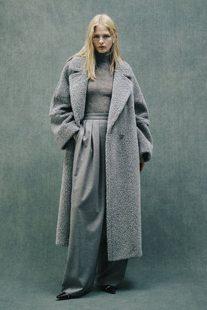 美品✨ヘルノ ベルテッド ロングコート 女優襟 ロング丈 ヘリンボーン 42 HERNO(ヘルノ)｜ボアロングコート/グレー の通販｜ELLESHOP・(エル