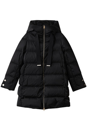 HERNO(ヘルノ)｜はっ水ポリエステルダウンフーディーコート/ブラック